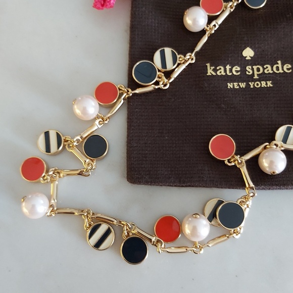 SOLD! KATE SPADE pearl gold red black necklace - Picture 1 of 5